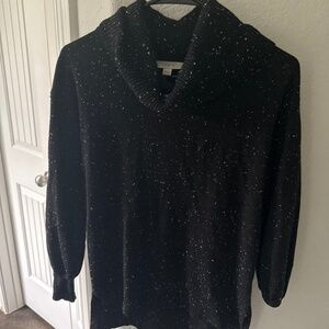 Women’s Loft Black With White Speckle Tunic Sweater XS